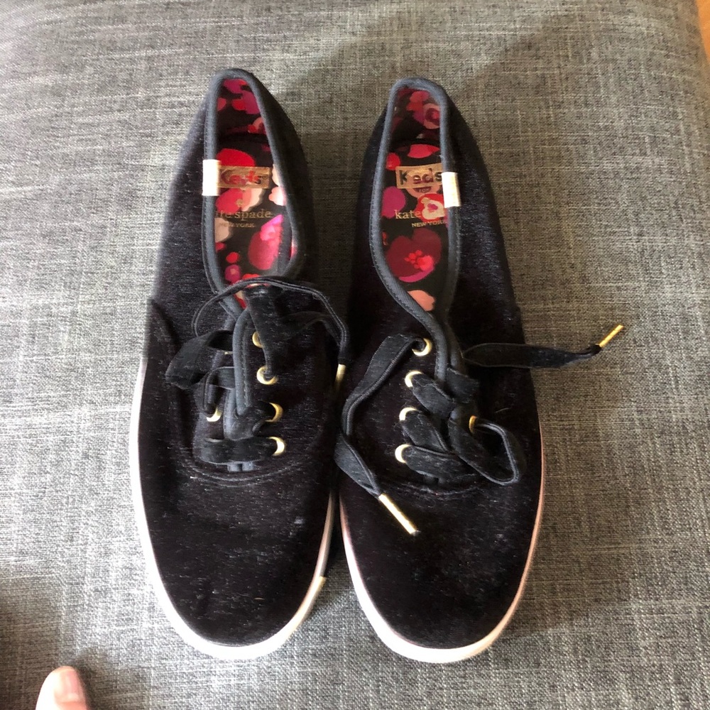 Kate Spade Black Velvet Keds